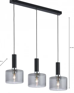 Lampa Wisząca VANES Srebrny Dymiony Szklane Klosze 3xE27