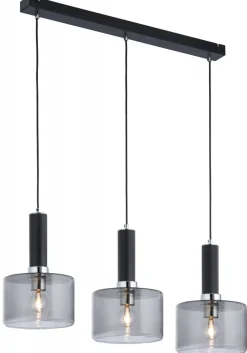 Lampa Wisząca VANES Srebrny Dymiony Szklane Klosze 3xE27