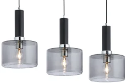 Lampa Wisząca VANES Srebrny Dymiony Szklane Klosze 3xE27