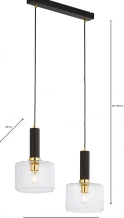 Lampa Wisząca VANES Złoty Transparentny Szklane Klosze 2xE27