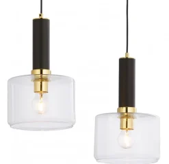 Lampa Wisząca VANES Złoty Transparentny Szklane Klosze 2xE27