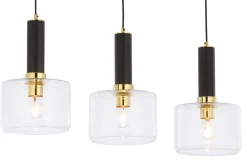 Lampa Wisząca VANES Złoty Transparentny Szklane Klosze 3xE27
