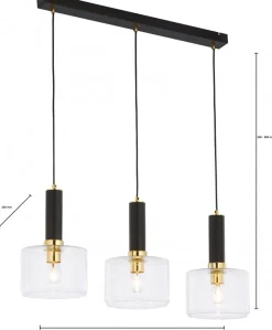 Lampa Wisząca VANES Złoty Transparentny Szklane Klosze 3xE27