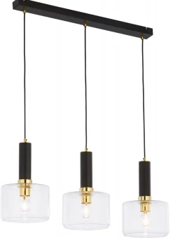 Lampa Wisząca VANES Złoty Transparentny Szklane Klosze 3xE27