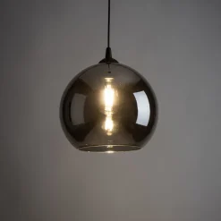 Lampa Wisząca VENEZIA Grafitowy Szklany Klosz 1xE27 30cm
