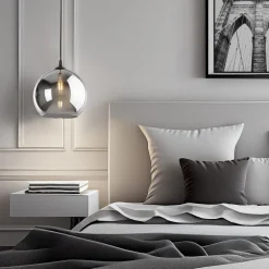 Lampa Wisząca VENEZIA Grafitowy Szklany Klosz 1xE27 30cm