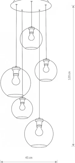 Lampa Wisząca VETRO Czarny Dymiony Szklane Klosze 5xE27