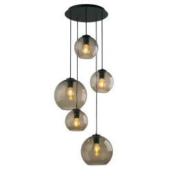 Lampa Wisząca VETRO Czarny Dymiony Szklane Klosze 5xE27