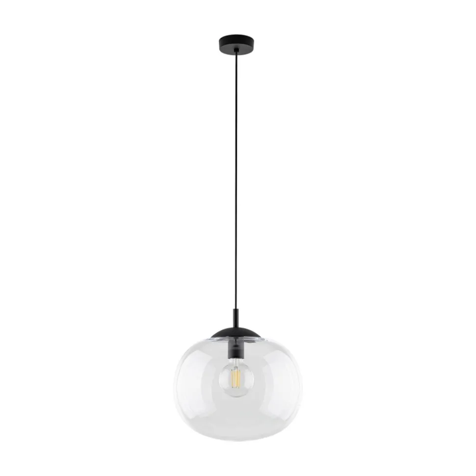 Lampa Wisząca VIBE Czarny Transparentny Szklany Klosz 1xE27 30cm