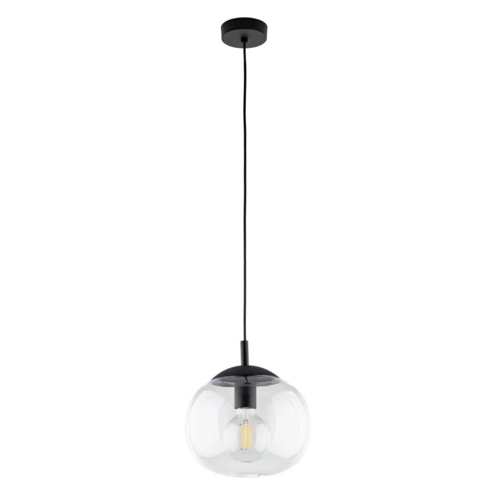 Lampa Wisząca VIBE Czarny Transparentny Szklany Klosz 1xE27 25cm