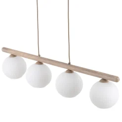 Lampa wisząca VIRLO beżowa klosz biały 4xE14