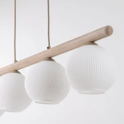 Lampa wisząca VIRLO beżowa klosz biały 4xE14
