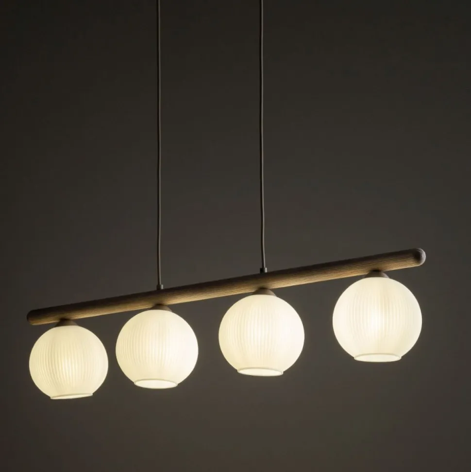 Lampa wisząca VIRLO beżowa klosz biały 4xE14