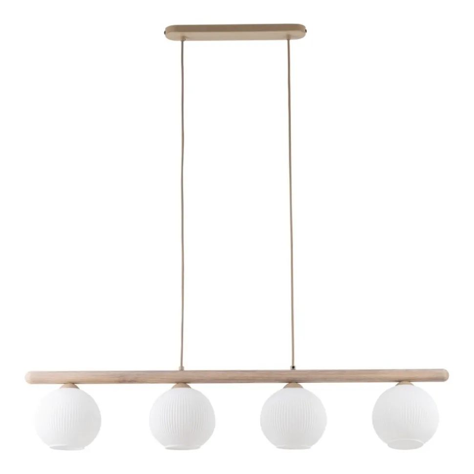 Lampa wisząca VIRLO beżowa klosz biały 4xE14