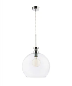 Lampa Wisząca VIX Srebrny Transparentny Szklany Klosz 1xE27 30 cm