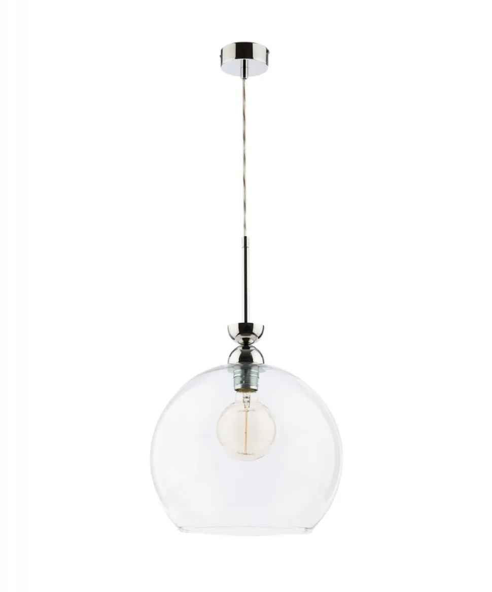 Lampa Wisząca VIX Srebrny Transparentny Szklany Klosz 1xE27 30 cm