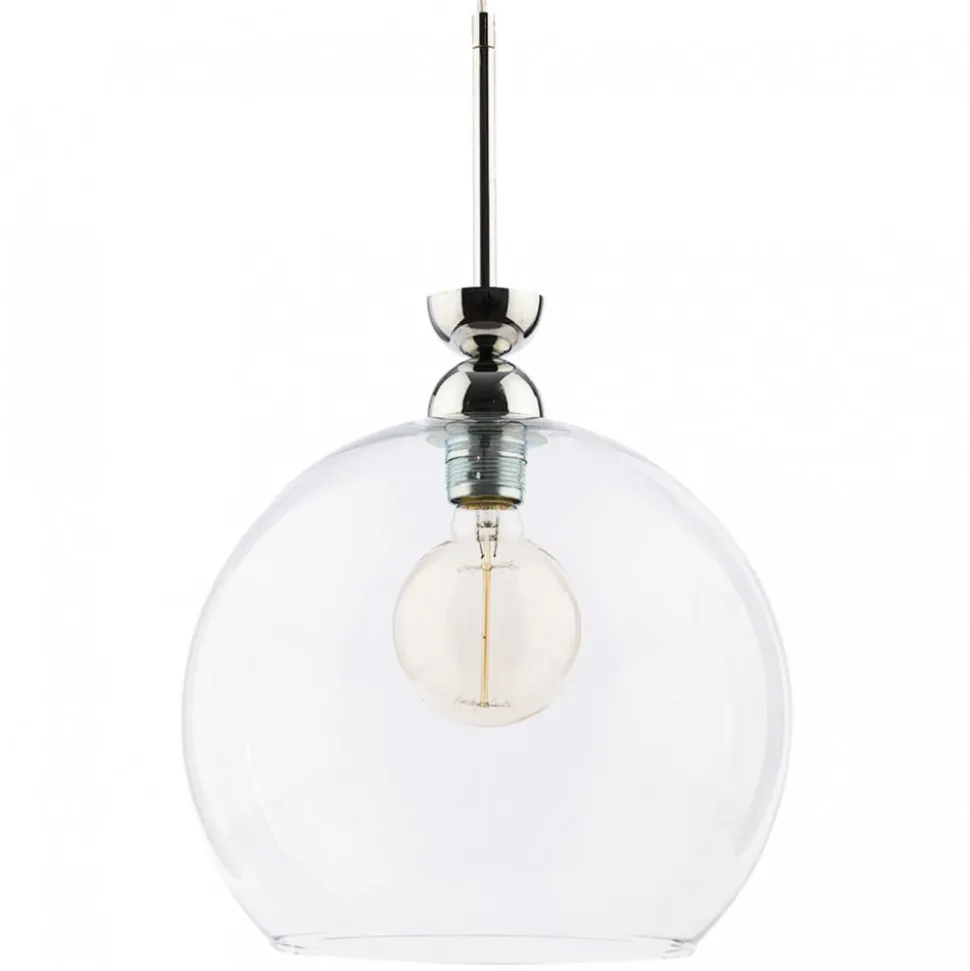 Lampa Wisząca VIX Srebrny Transparentny Szklany Klosz 1xE27 30 cm