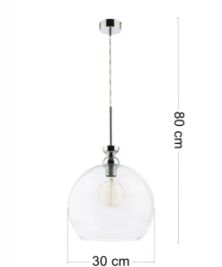Lampa Wisząca VIX Srebrny Transparentny Szklany Klosz 1xE27 30 cm