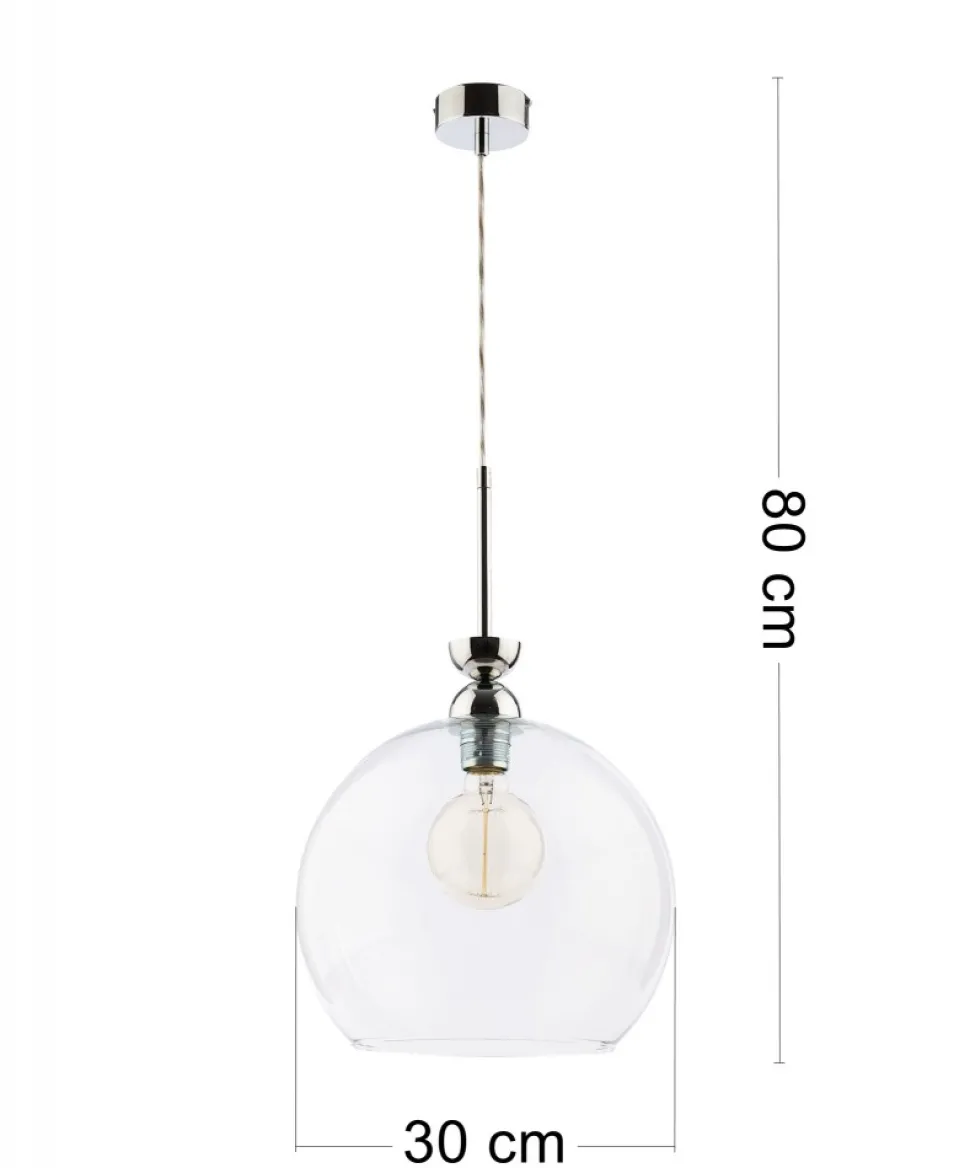 Lampa Wisząca VIX Srebrny Transparentny Szklany Klosz 1xE27 30 cm