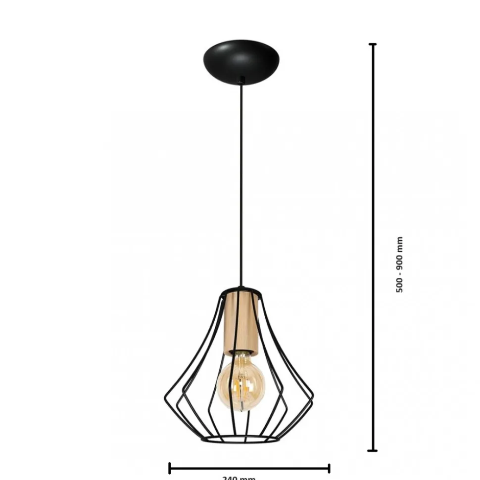 Lampa Wisząca WILL Czarny Złoty Metalowy Klosz 1xE27 24cm