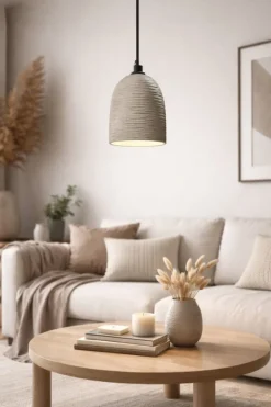 Lampa wisząca wykonana z cementu, szara