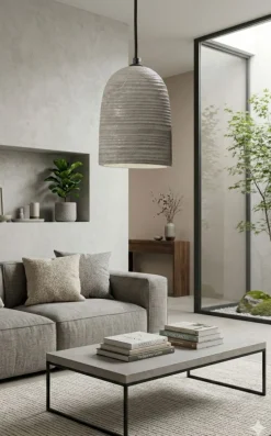 Lampa wisząca wykonana z cementu, szara