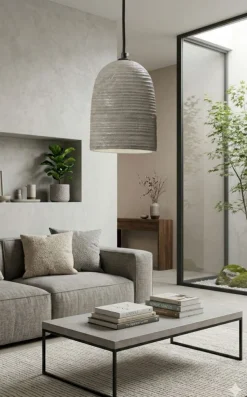 Lampa wisząca wykonana z cementu, szara