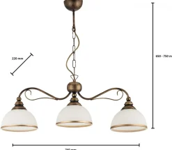 Lampa Wisząca XSARA Brązowy Biały Szklane Klosze 3xE27