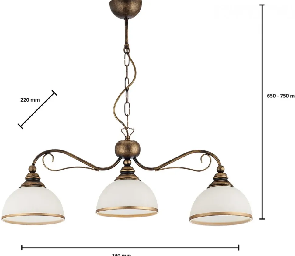 Lampa Wisząca XSARA Brązowy Biały Szklane Klosze 3xE27