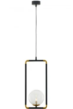 Lampa Wisząca ZAFRA Czarny Transparentny Szklany Klosz 1xG9 16 cm