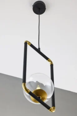 Lampa Wisząca ZAFRA Czarny Transparentny Szklany Klosz 1xG9 16 cm