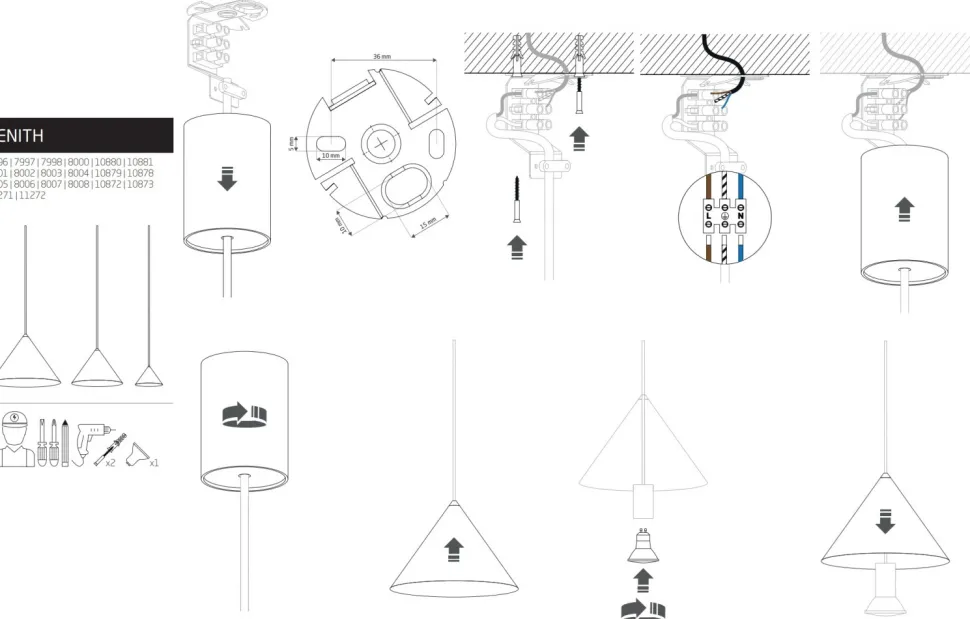 Lampa Wisząca ZENITH M Biały 1xGU10 ES111 35cm
