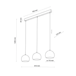 Lampa wisząca ZOE S czarna 3xE27