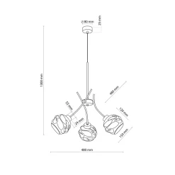 Lampa Wisząca ZULIA Czarny Szklane Klosze 3xE27