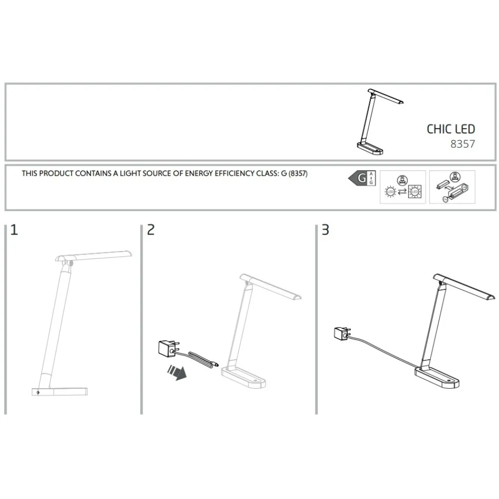 Lampa Biurkowa CHIC Czarny Biały 7,5W 4000K 40cm * Nowodvorski Best