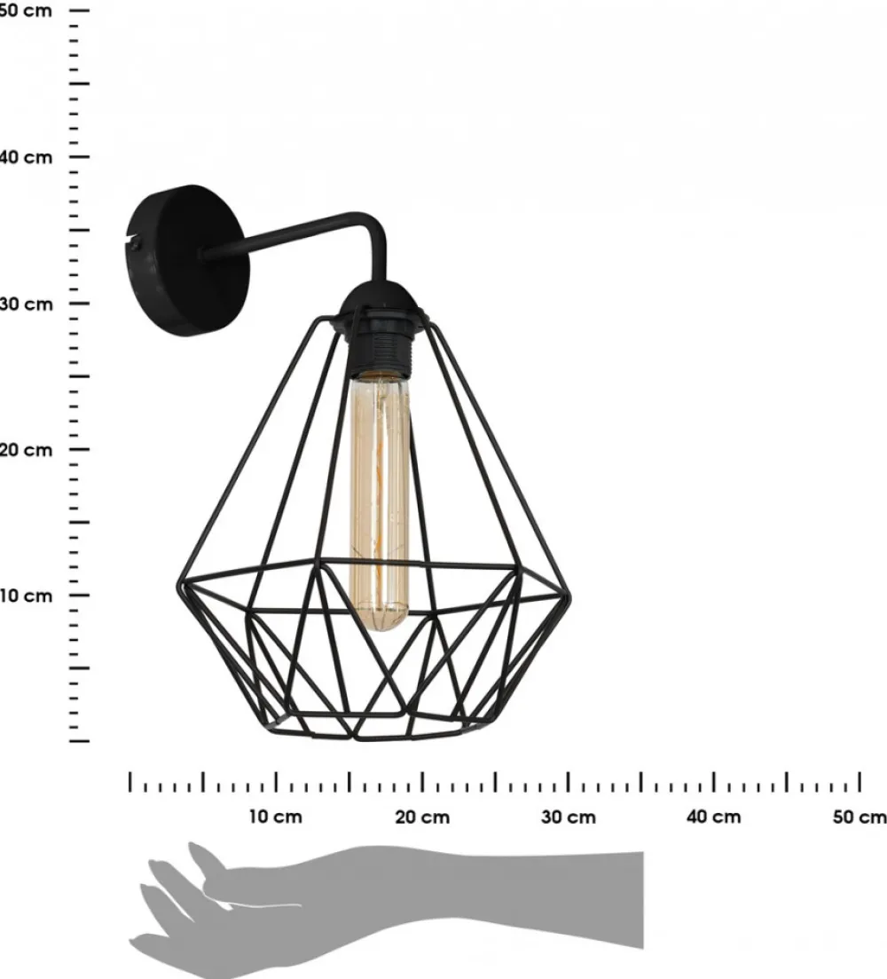 Lampa druciak kinkiet czarny 38 cm LOFT * Luminex Clearance