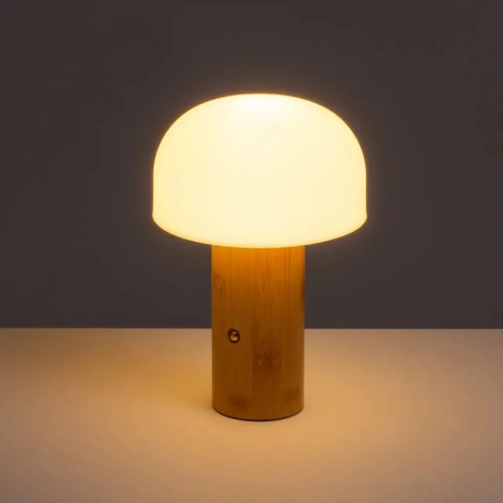 Lampa Led z bambusową podstawą 3 barwy świetlne 21 cm * HowHomely Hot