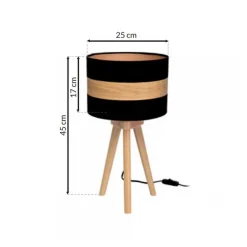 Lampa Nocna TERRA Czarny Brązowy Abażur 1xE27 45cm * Eko-light Hot