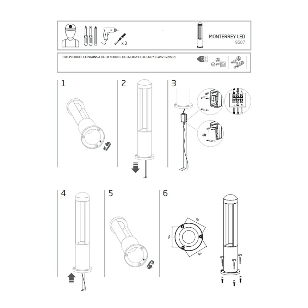 Lampa Ogrodowa MONTERREY Czarny 9W LED 3000K IP54 63cm * Nowodvorski Outlet