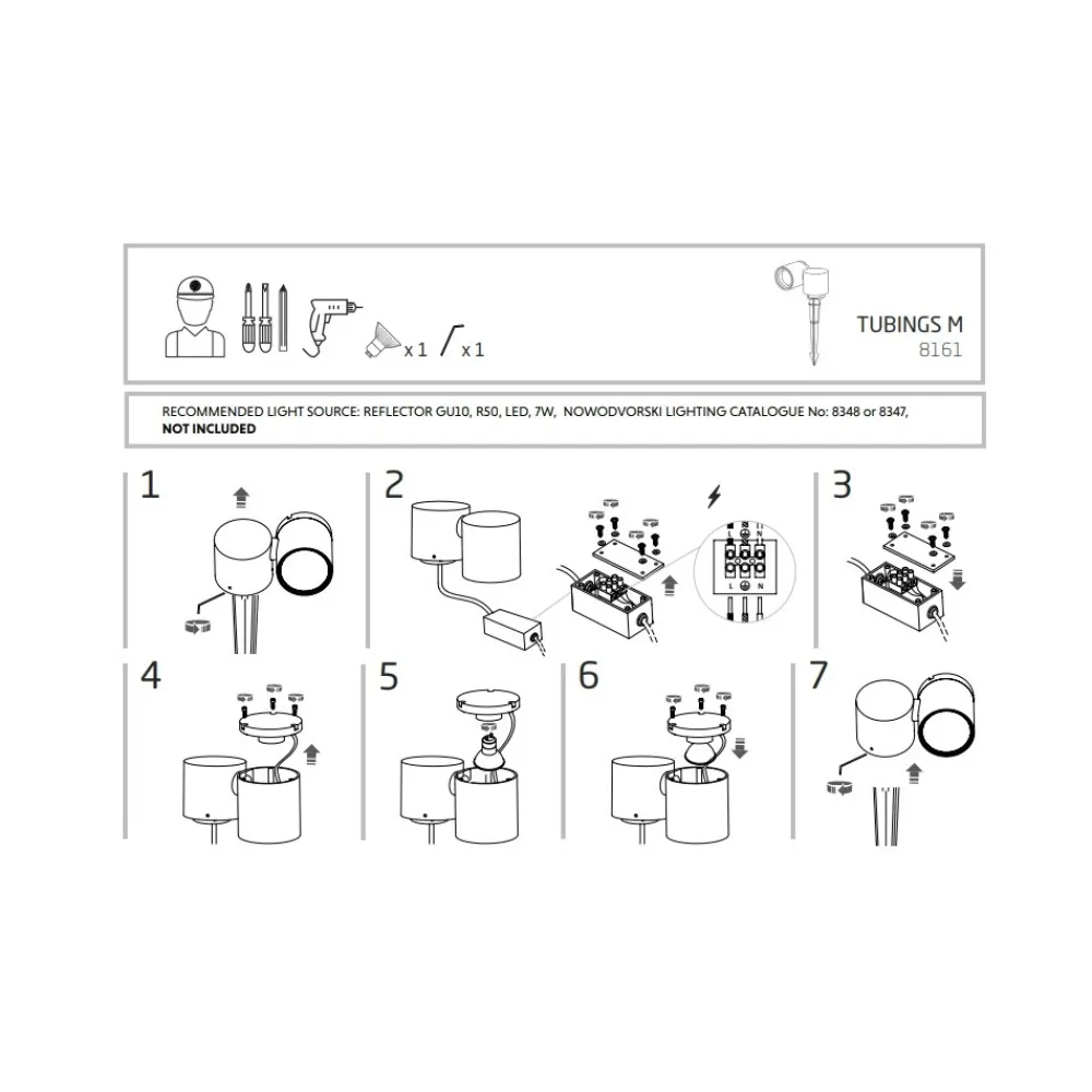 Lampa Ogrodowa TUBINGS M Czarny 1xGU10 IP54 29cm * Nowodvorski Online