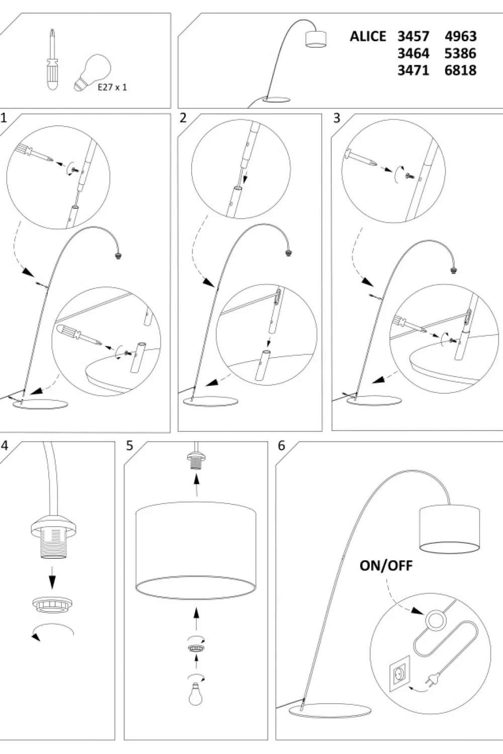 Lampa Podłogowa ALICE Czarny Beżowy Abażur 1xE27 205cm * Nowodvorski Clearance
