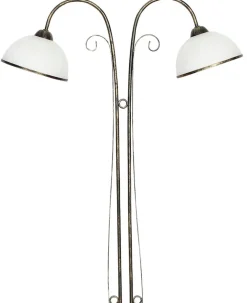 Lampa Podłogowa ANTICA Złoty Czarny Szklany Klosz 2xE27 164cm * Luminex New