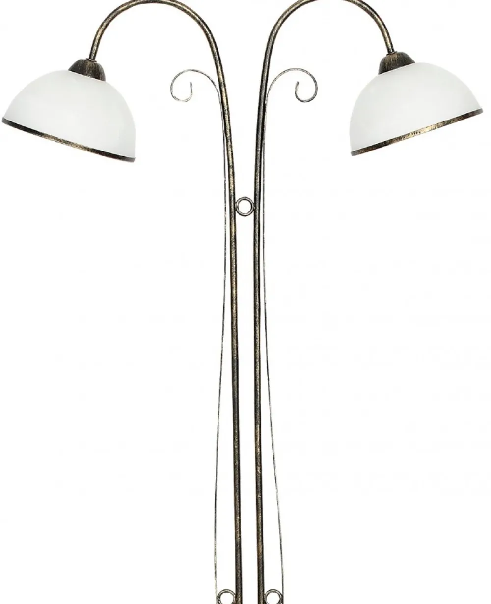 Lampa Podłogowa ANTICA Złoty Czarny Szklany Klosz 2xE27 164cm * Luminex New