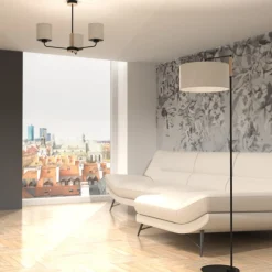 Lampa Podłogowa ATLANTA Czarny Brązowy Abażur 1xE27 150cm * Eko-light