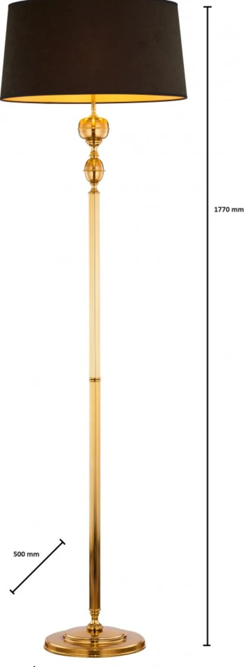Lampa Podłogowa BATUMI Złoty Czarny Abażur 3xE27 177 cm * Jupiter Clearance