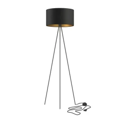 Lampa Podłogowa CADILAC Czarny Złoty Abażur 1xE27 156cm * Nowodvorski Online
