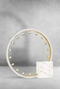 Lampa Podłogowa CASSIOPEIA Biały Złoty Marmur 19xE14 120cm * Eko-light Outlet