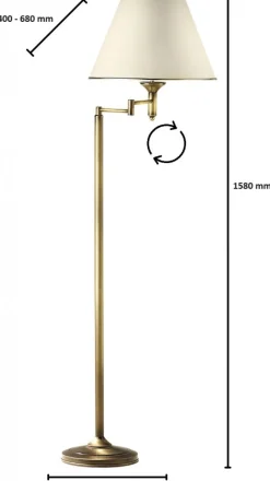 Lampa Podłogowa CLASSIC Regulowana Złoty Beżowy Abażur 1xE27 158 cm * Jupiter Best