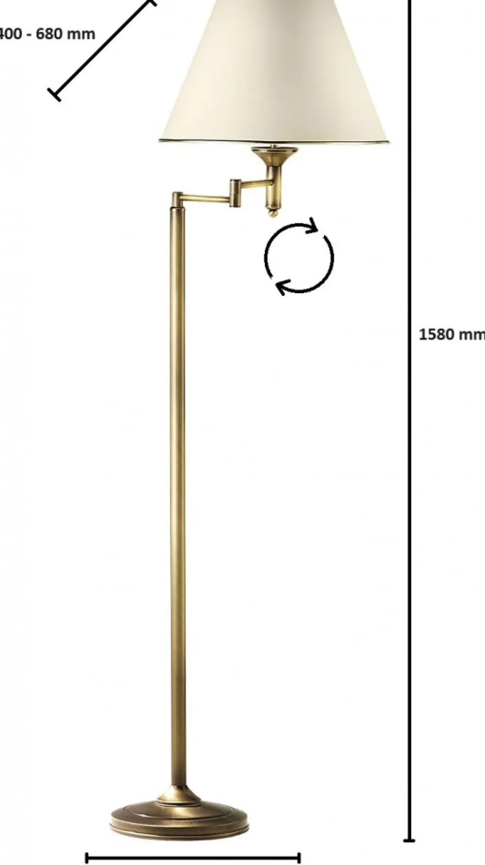 Lampa Podłogowa CLASSIC Regulowana Złoty Beżowy Abażur 1xE27 158 cm * Jupiter Best