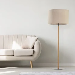 Lampa Podłogowa DEVA Brązowy Beżowy Abażur 1xE27 137 cm * TK Lighting